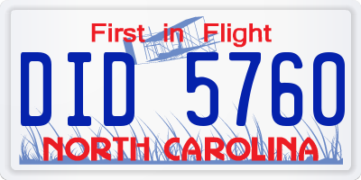 NC license plate DID5760