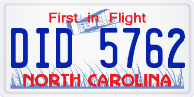 NC license plate DID5762