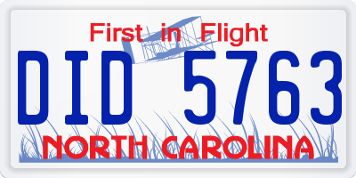 NC license plate DID5763