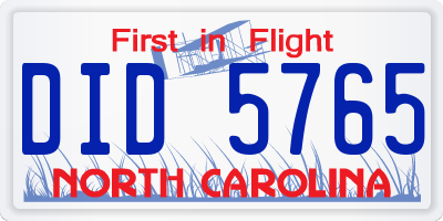 NC license plate DID5765