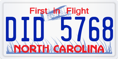 NC license plate DID5768