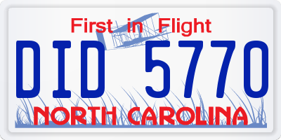 NC license plate DID5770