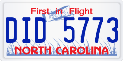 NC license plate DID5773