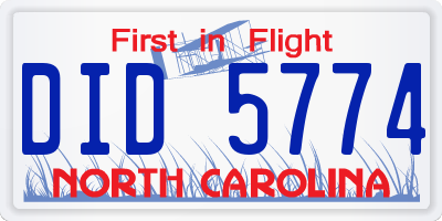 NC license plate DID5774