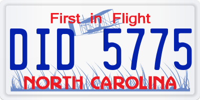 NC license plate DID5775