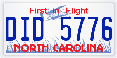 NC license plate DID5776