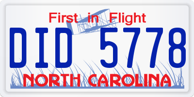 NC license plate DID5778