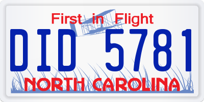 NC license plate DID5781