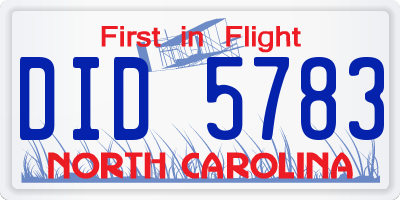 NC license plate DID5783