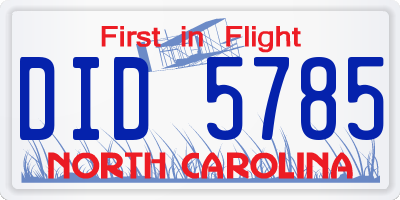 NC license plate DID5785