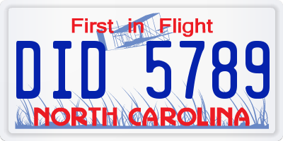 NC license plate DID5789