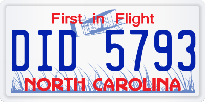 NC license plate DID5793