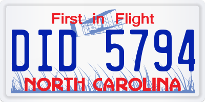 NC license plate DID5794
