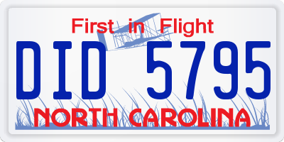 NC license plate DID5795