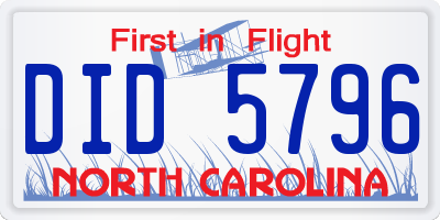 NC license plate DID5796