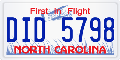 NC license plate DID5798