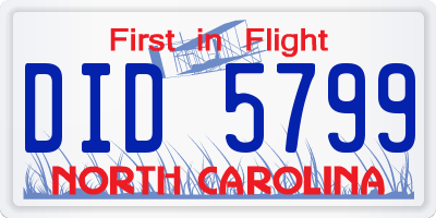 NC license plate DID5799