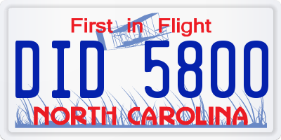 NC license plate DID5800