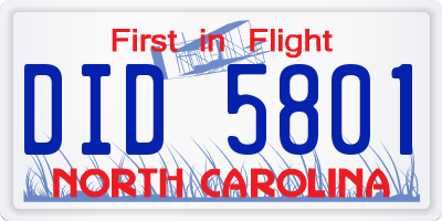 NC license plate DID5801