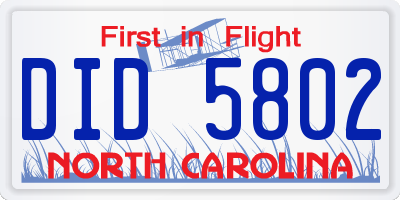 NC license plate DID5802