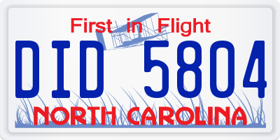 NC license plate DID5804