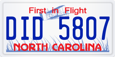 NC license plate DID5807