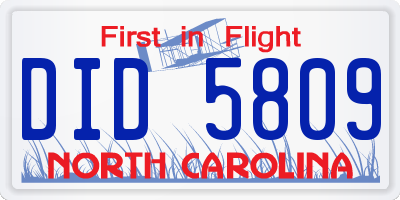 NC license plate DID5809