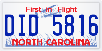 NC license plate DID5816