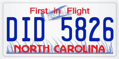 NC license plate DID5826