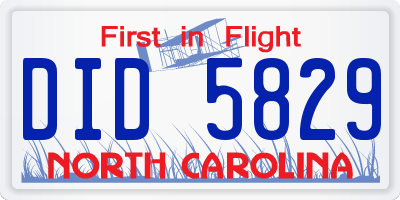 NC license plate DID5829