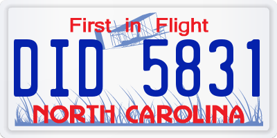 NC license plate DID5831
