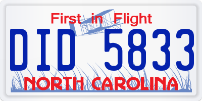 NC license plate DID5833