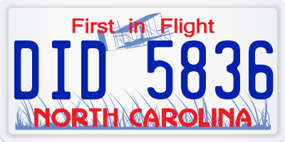 NC license plate DID5836