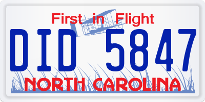 NC license plate DID5847