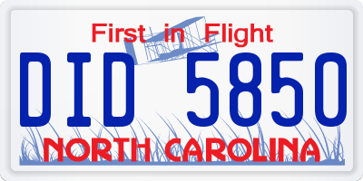 NC license plate DID5850