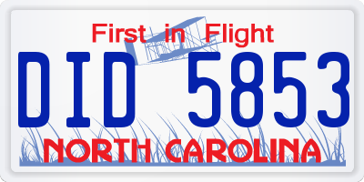 NC license plate DID5853