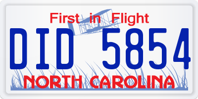 NC license plate DID5854