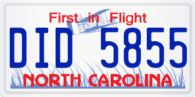 NC license plate DID5855