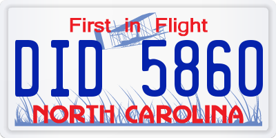 NC license plate DID5860