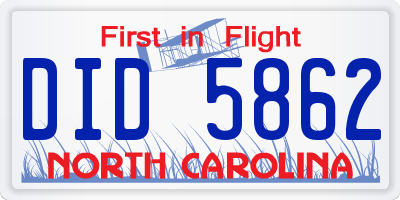 NC license plate DID5862