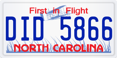 NC license plate DID5866