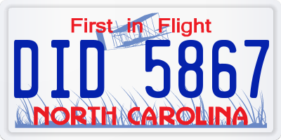 NC license plate DID5867