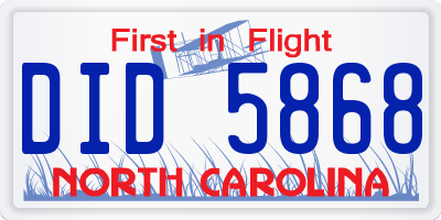 NC license plate DID5868