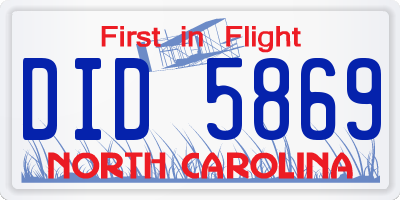 NC license plate DID5869
