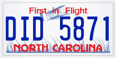 NC license plate DID5871