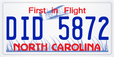 NC license plate DID5872