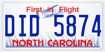 NC license plate DID5874