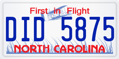 NC license plate DID5875