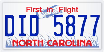 NC license plate DID5877