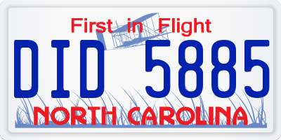 NC license plate DID5885